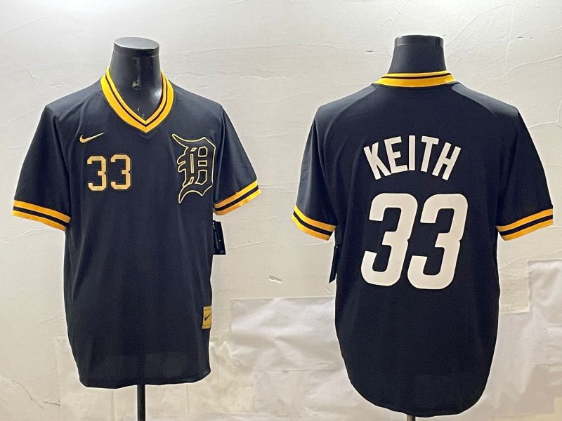 Men Detroit Tigers #33 Keith Black Gold Game 2025 Nike MLB Jersey style 3